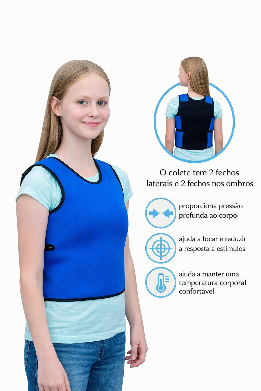 Colete Sensorial Compressão Infantil Conforto Foco Respirável