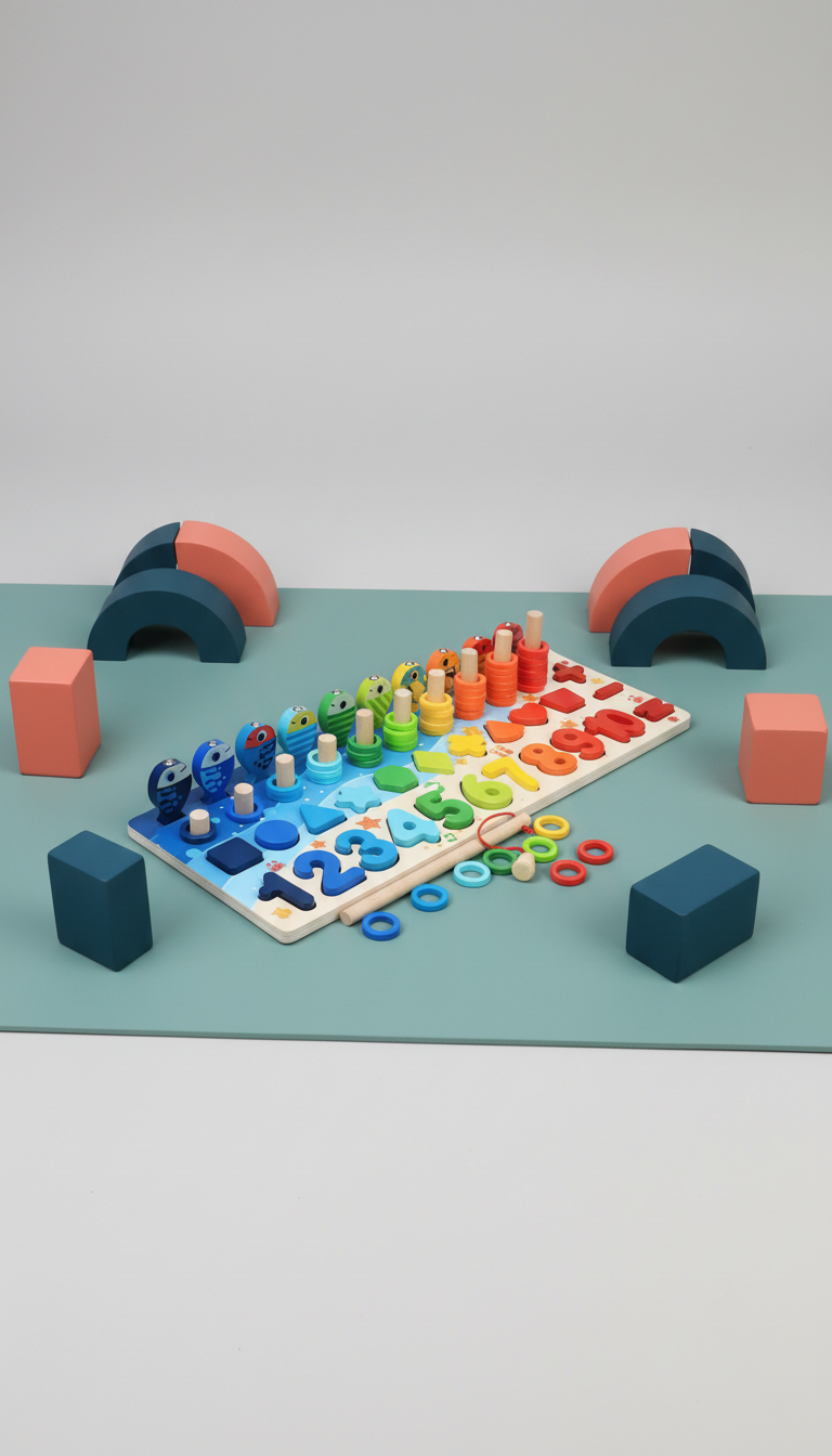 Quebra-Cabeça Montessori 7 em 1 Magnético Alfabeto Aprenda Inglês