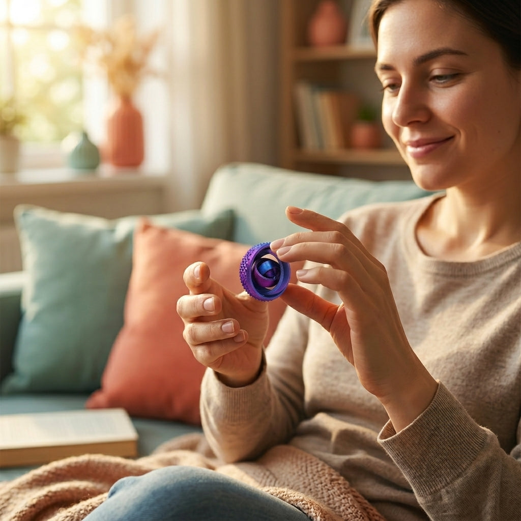 Vista interna da bola giroscópio 3D mostrando anéis concêntricos