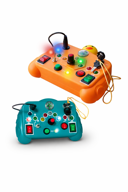 Busy Board Montessori LED - Painel Sensorial Bilíngue Infantil