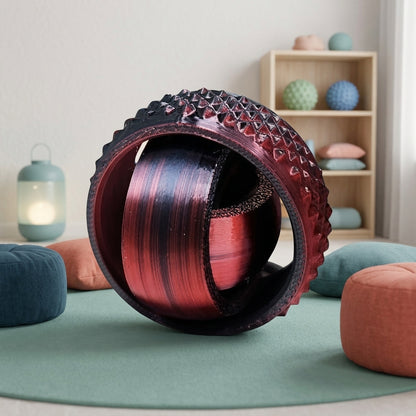 Detalhe dos anéis giratórios da bola giroscópio 3D fidget