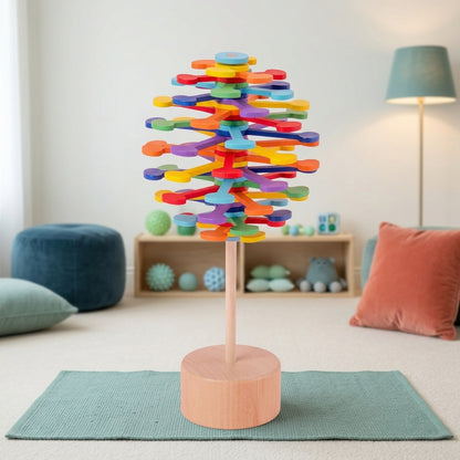 Varinha espiral brinquedo educativo de madeira natural