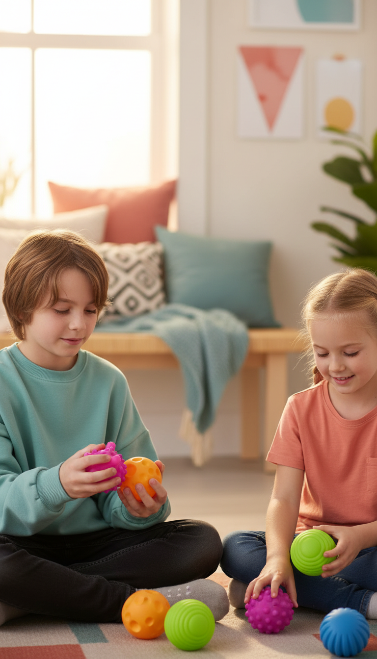 Bolas Sensoriais Bebê Texturizadas - Mordedor e Chocalho 6-12m