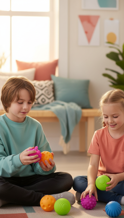 Bolas Sensoriais Bebê Texturizadas - Mordedor e Chocalho 6-12m