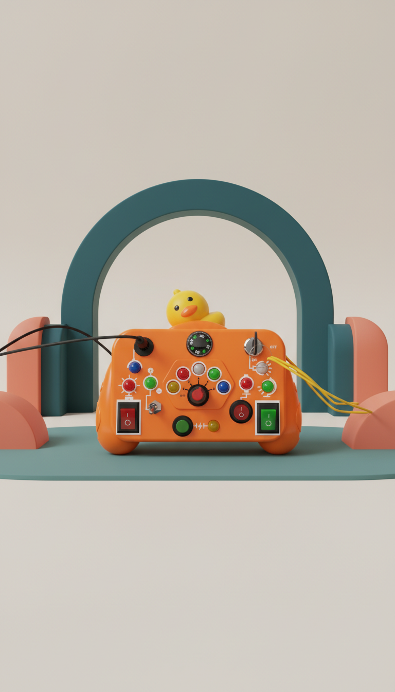 Busy Board Montessori LED - Painel Sensorial Bilíngue Infantil