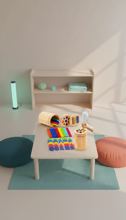 Brinquedo Montessori Classificação Cores Madeira Equilíbrio