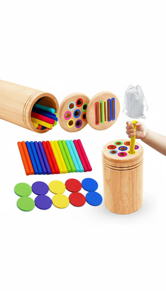 Brinquedo Montessori Classificação Cores Madeira Desenvolvimento Motor