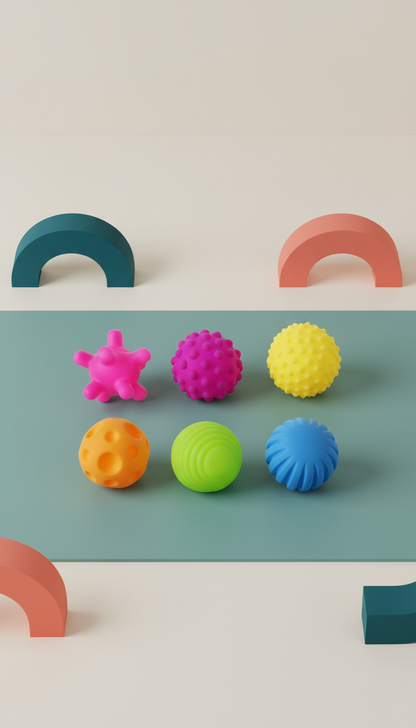 Bolas Sensoriais Bebê Texturizadas - Mordedor e Chocalho 6-12m