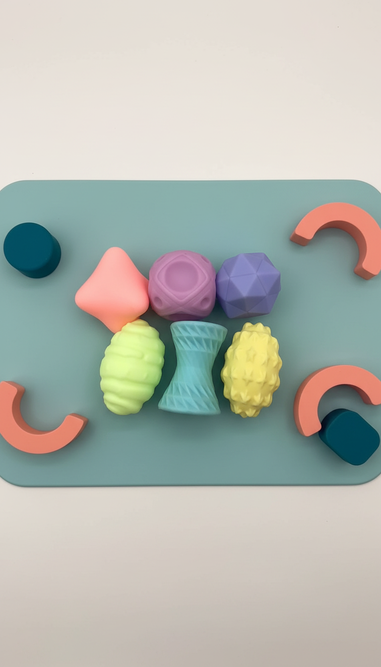 Bolas Sensoriais Bebê Texturizadas - Mordedor e Chocalho 6-12m