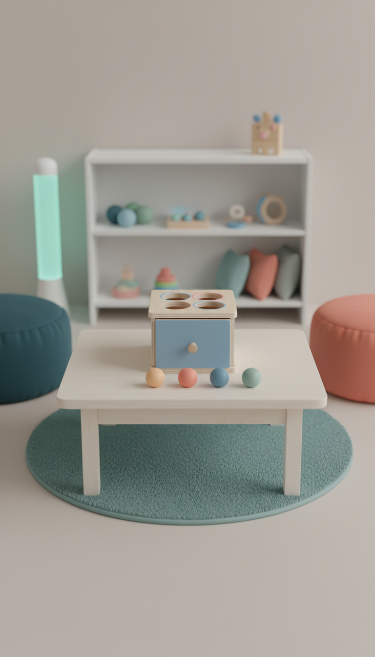 Caixa de Permanência Montessori - Desenvolvimento Motor Madeira