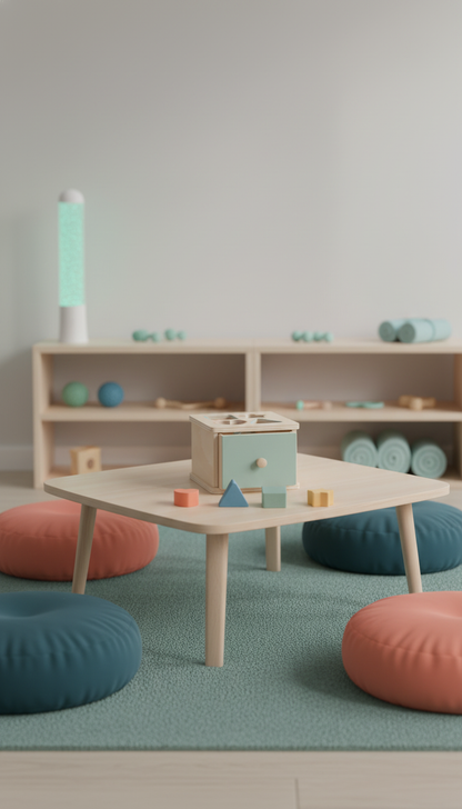 Caixa de Permanência Montessori - Desenvolvimento Motor Madeira