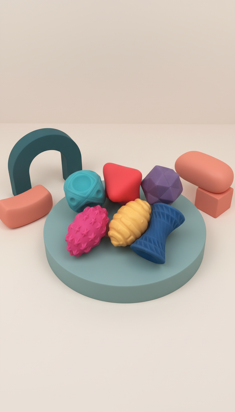 Bolas Sensoriais Bebê Texturizadas - Mordedor e Chocalho 6-12m