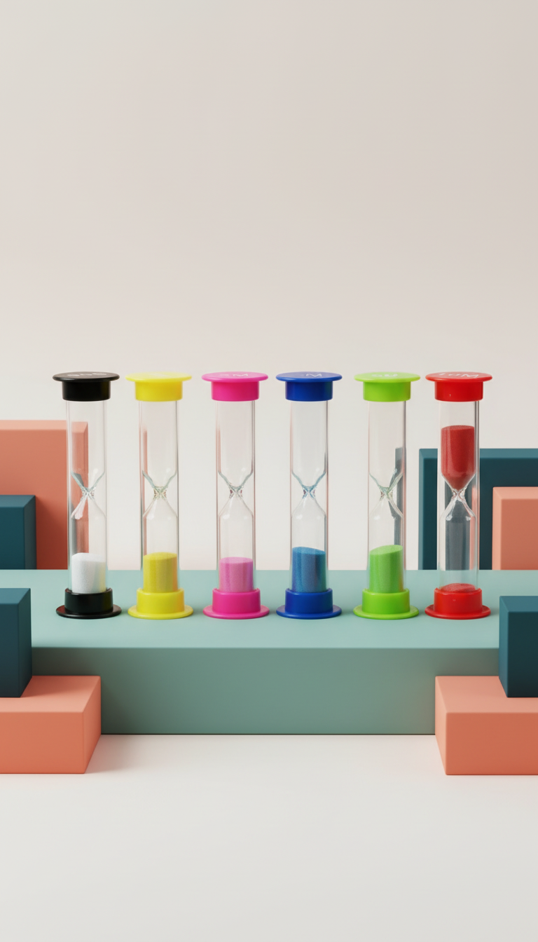 Conjunto Ampulhetas Coloridas 6 Tempos - Gestão Tempo Infantil