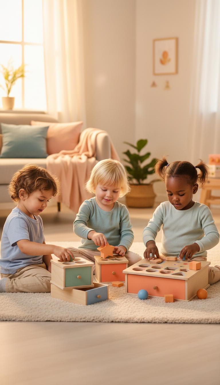 Caixa de Permanência Montessori - Desenvolvimento Motor Madeira