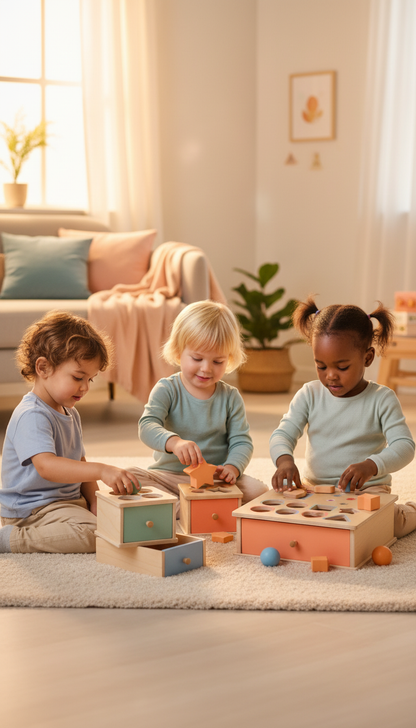 Caixa de Permanência Montessori - Desenvolvimento Motor Madeira