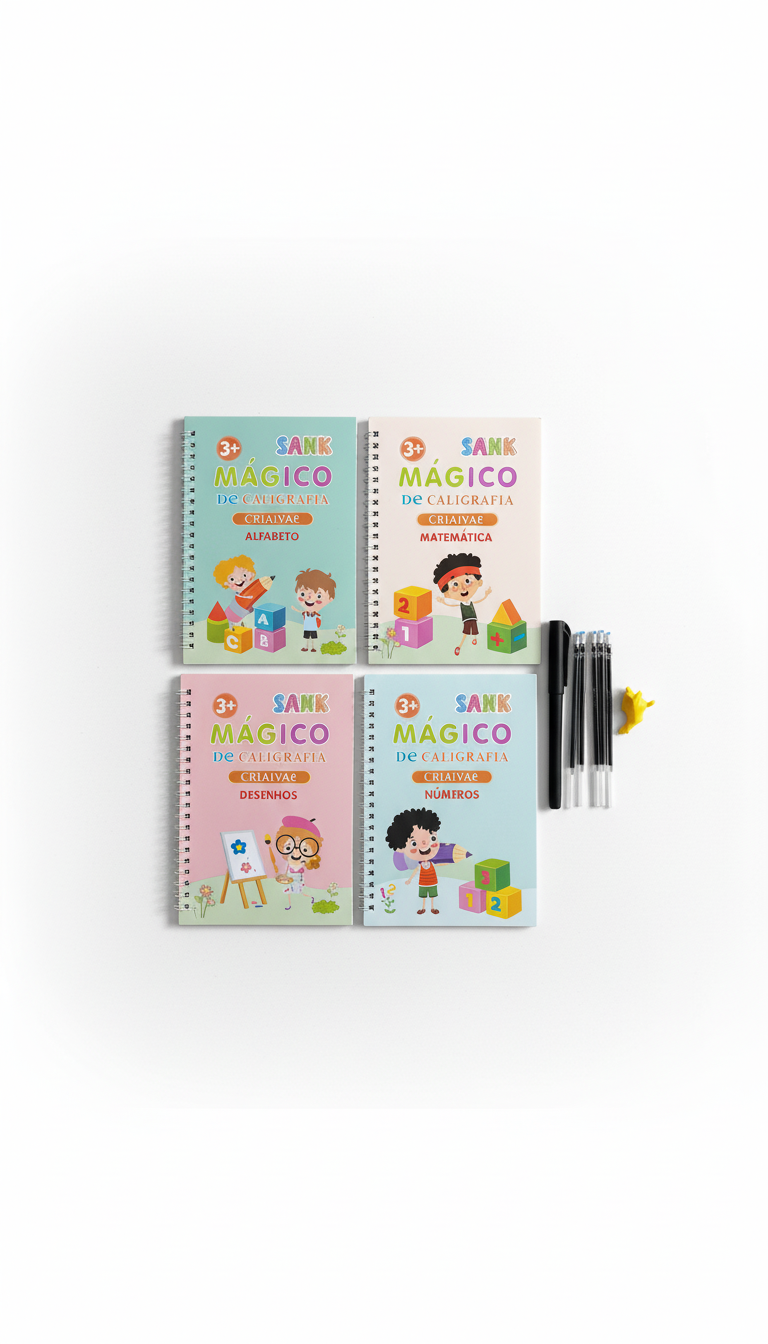 Caderno de Caligrafia Reutilizável - Escrita e Coordenação