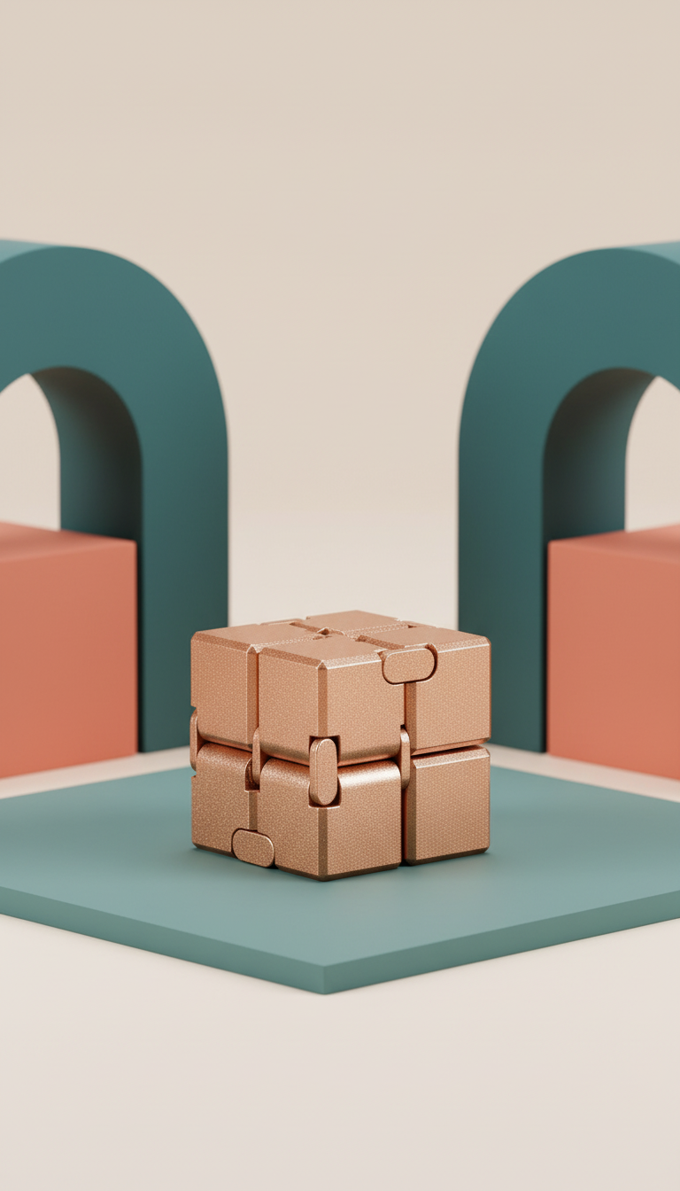 Cubo Infinito Sensorial Metal - Alívio Estresse e Ansiedade