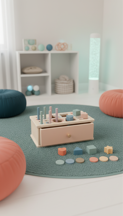 Caixa de Permanência Montessori - Desenvolvimento Motor Madeira