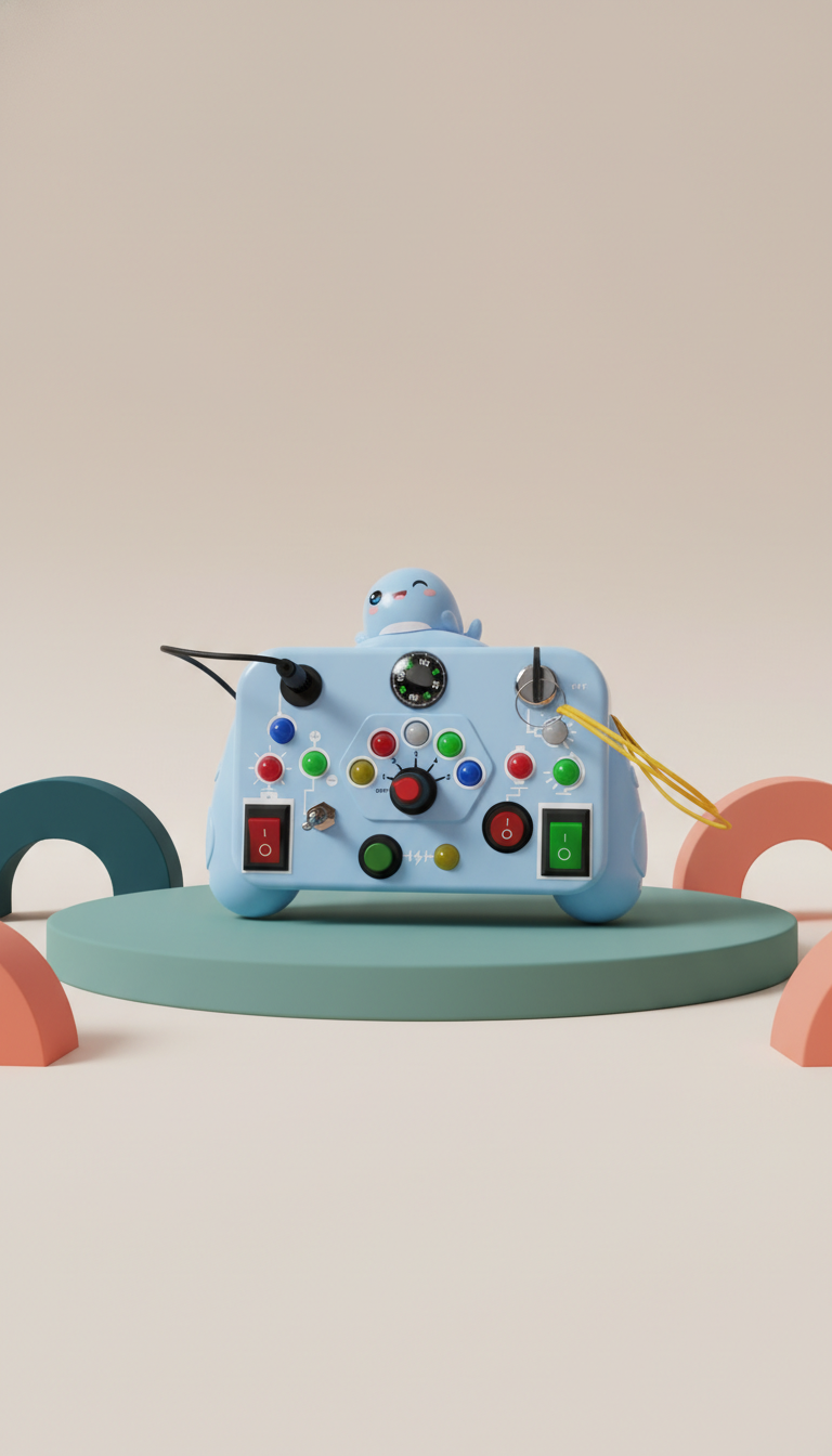 Busy Board Montessori LED - Painel Sensorial Bilíngue Infantil