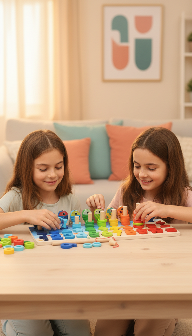 Quebra-Cabeça Montessori 7 em 1 Magnético Alfabeto Aprenda Inglês