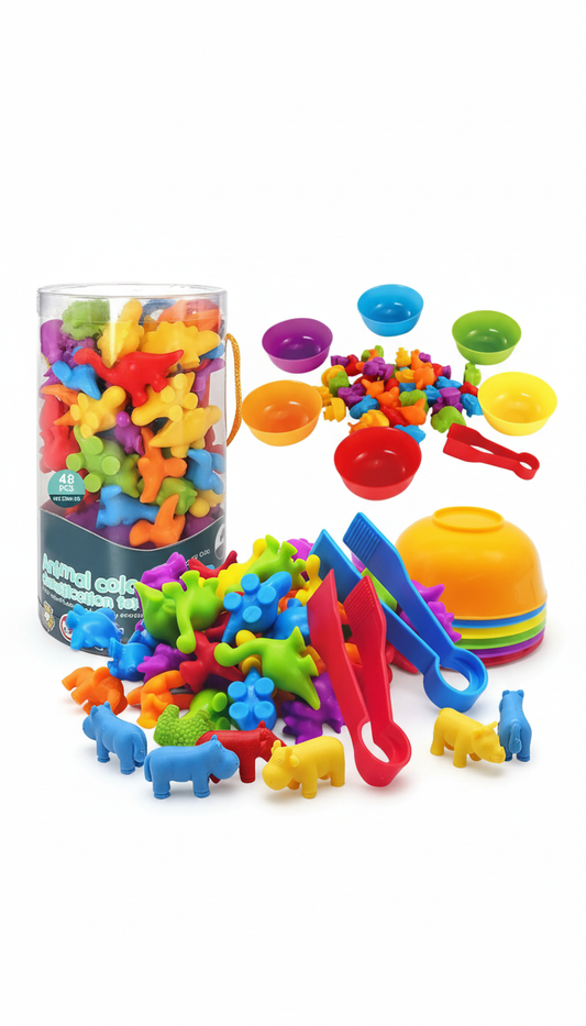 Jogo Classificação Animais Montessori Sensorial Cores Contagem