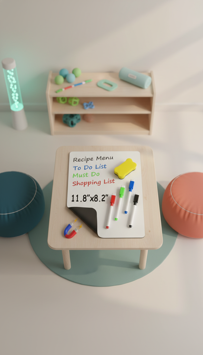 Placa branca apagável a seco tamanho a4 para geladeira, quadro branco magnético, planejador portátil de 11.8 "x 8.2" para geladeira