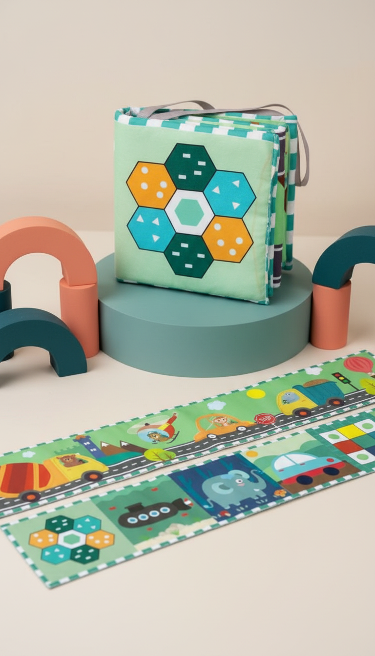 Livro Sensorial Preto e Branco para Bebê 0-12 Meses Montessori