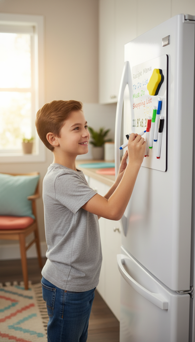 Placa branca apagável a seco tamanho a4 para geladeira, quadro branco magnético, planejador portátil de 11.8 "x 8.2" para geladeira