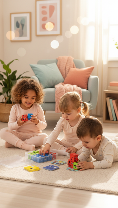 Cubo de Emoções Montessori - Jogo Sensorial de Expressões Faciais