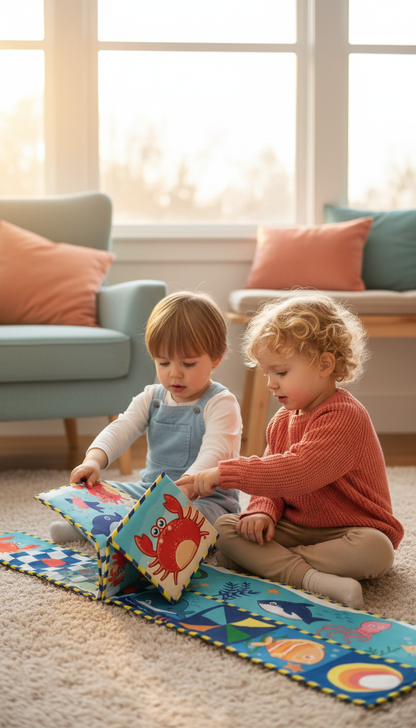 Livro Sensorial Preto e Branco para Bebê 0-12 Meses Montessori