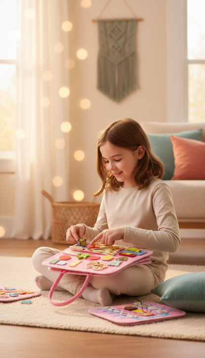 Busy Book Montessori Educativo Bilíngue para Desenvolvimento Infantil