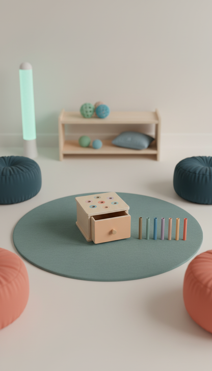 Caixa de Permanência Montessori - Desenvolvimento Motor Madeira