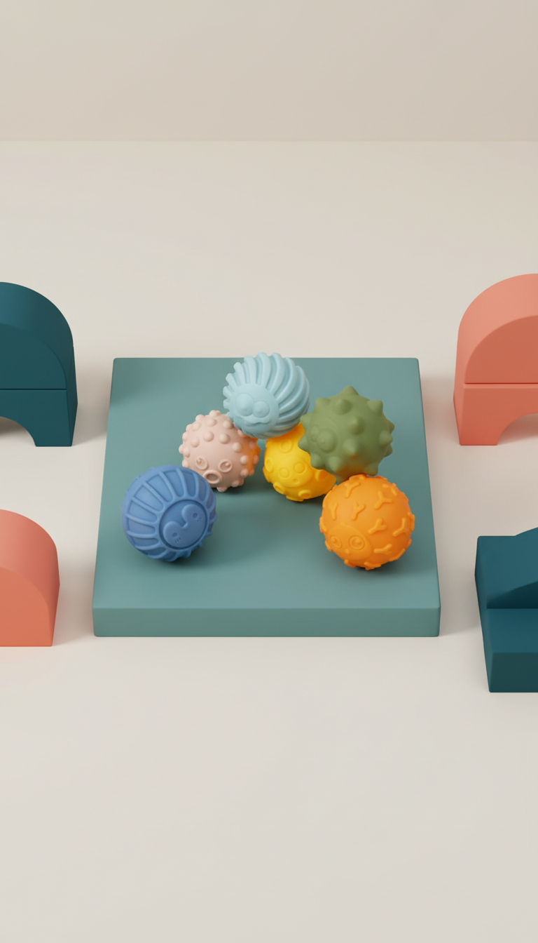 Bolas Sensoriais Bebê Texturizadas - Mordedor e Chocalho 6-12m