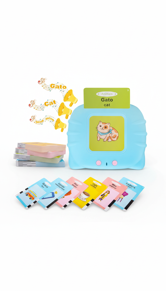 Leitor de Cartões Educativo Bilíngue 224 Palavras Aprenda Inglês