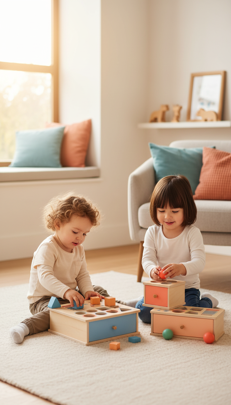 Caixa de Permanência Montessori - Desenvolvimento Motor Madeira