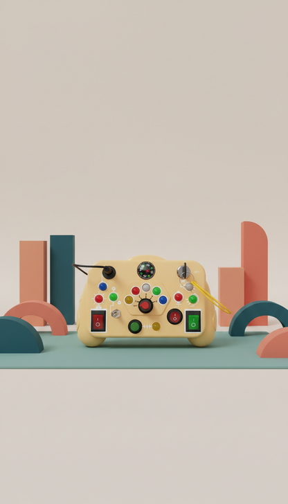 Busy Board Montessori LED - Painel Sensorial Bilíngue Infantil