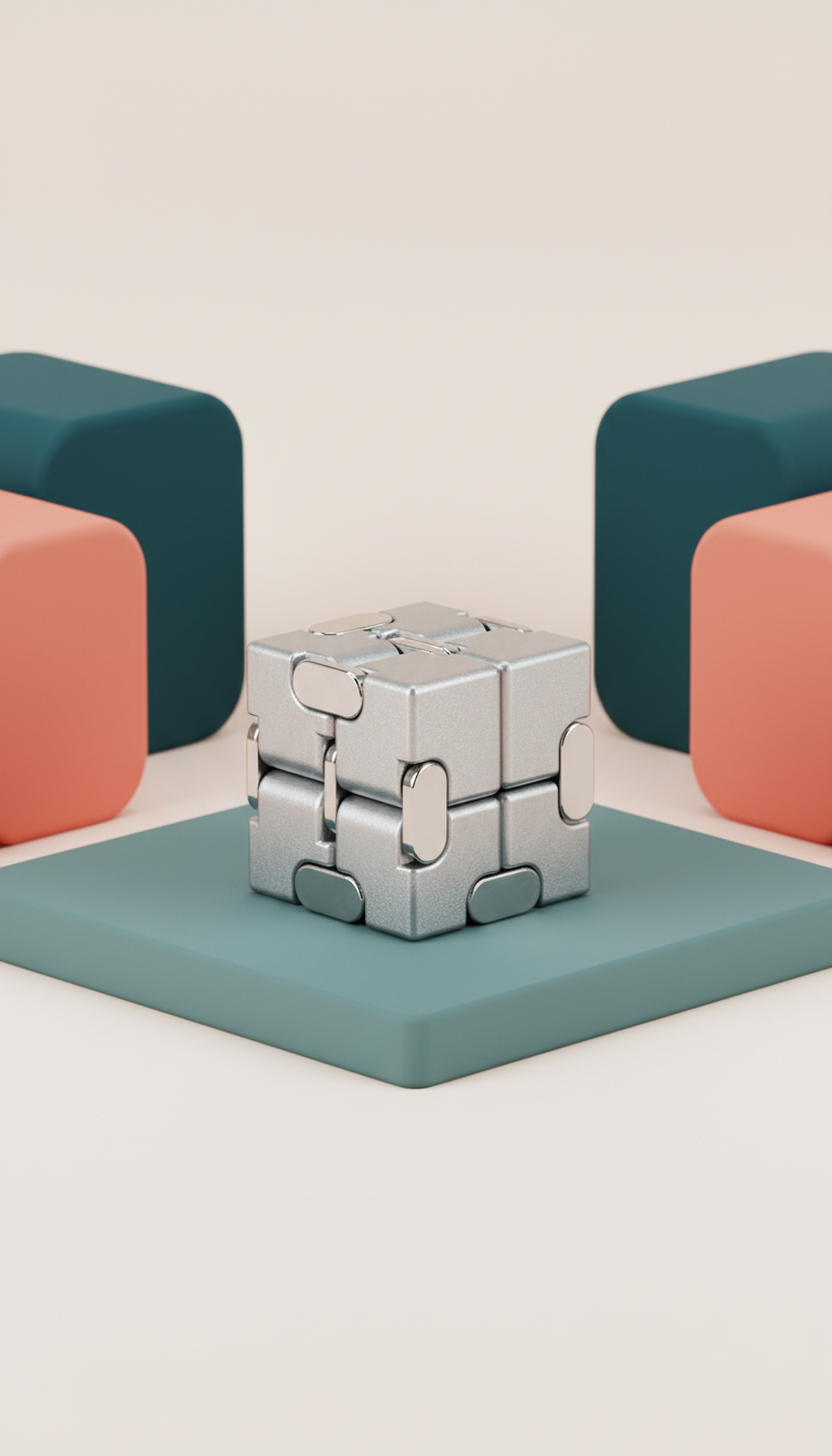 Cubo Infinito Sensorial Metal - Alívio Estresse e Ansiedade