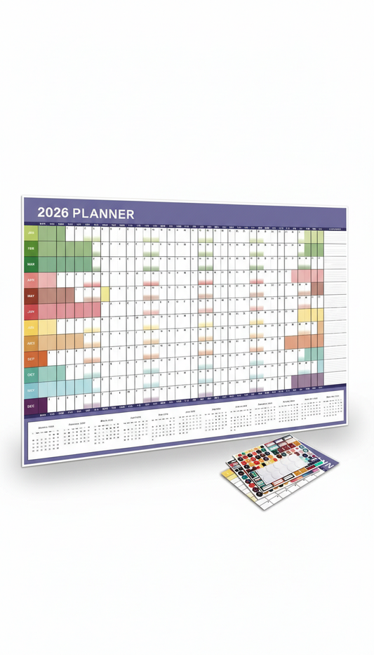 Calendário Planejador 2026 - Organização Visual Anual Parede