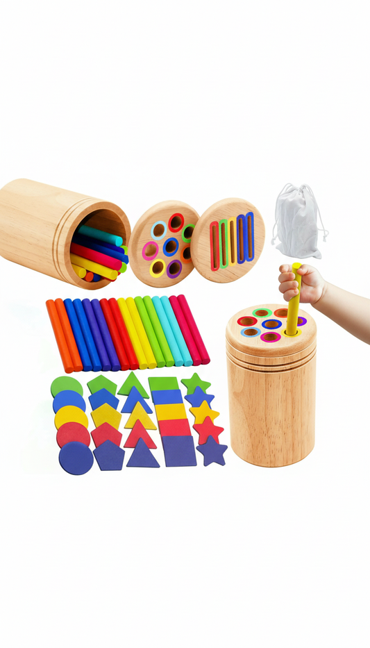 Brinquedo Montessori Classificação Cores Madeira Equilíbrio