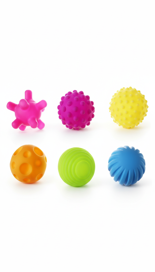 Bolas Sensoriais Bebê Texturizadas - Mordedor e Chocalho 6-12m