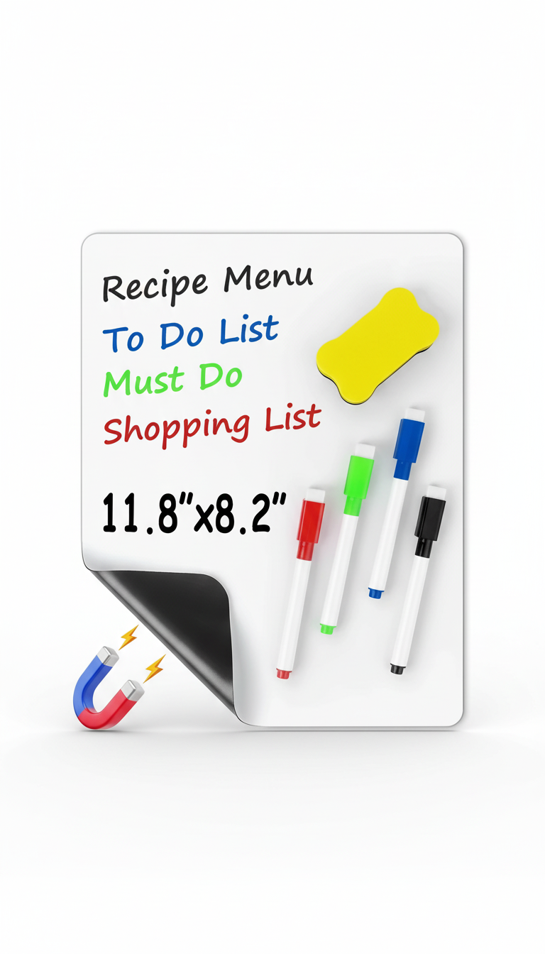 Placa branca apagável a seco tamanho a4 para geladeira, quadro branco magnético, planejador portátil de 11.8 "x 8.2" para geladeira
