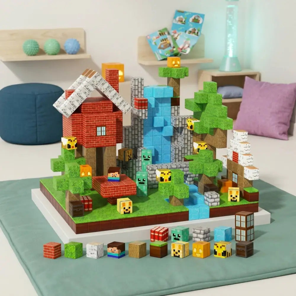 Blocos Magneticos de Construcao Kit Floresta 100 Pecas Incluo - imagem 3