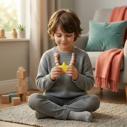 Colar Sensorial Mastigável Silicone Alimentar BPA Free - Conforto Oral 0-12m