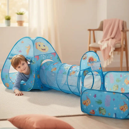 Conjunto 3em1 Tenda + Piscina de Bolinhas + Túnil - Estímulo Sensorial e Motor