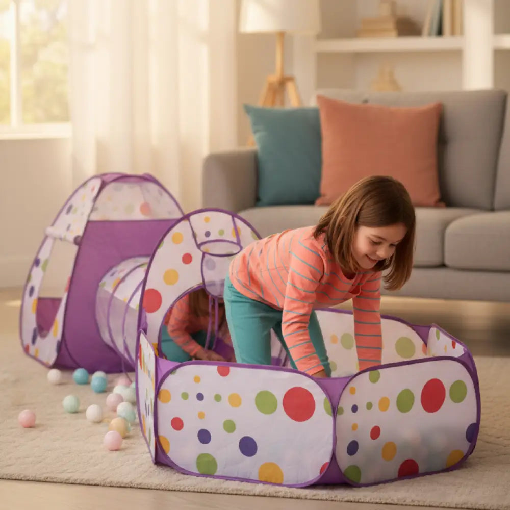 Conjunto 3em1 Tenda + Piscina de Bolinhas + Túnil - Estímulo Sensorial e Motor