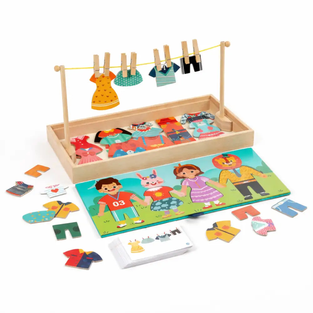 Jogo Montessori de Varal e Roupas Incluo