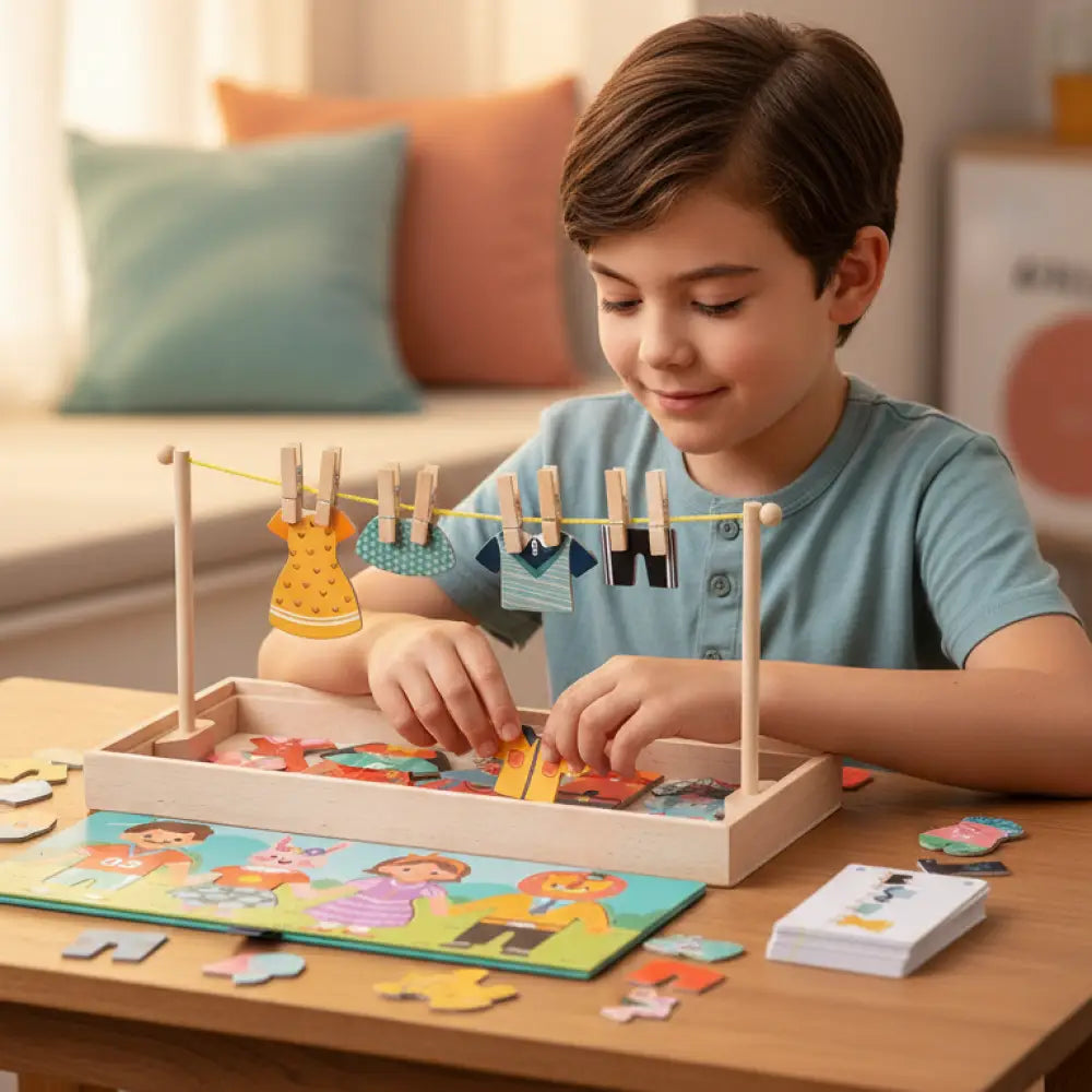 Jogo Montessori de Varal e Roupas Incluo - imagem 3
