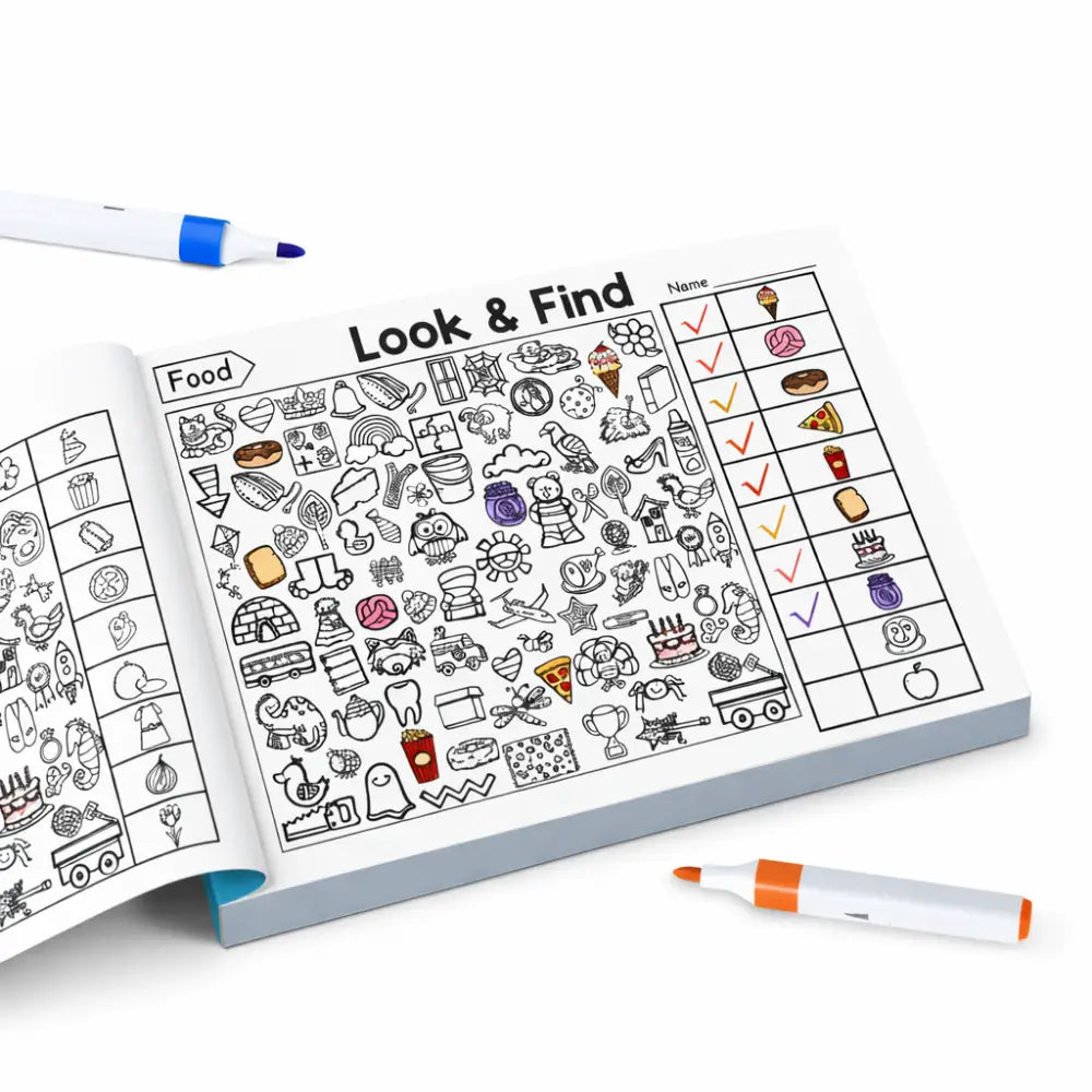 Livro de Atividades Procure e Pinte Bilíngue - 100+ Exercícios de Busca Visual - Encontre e Descubra - Materiais