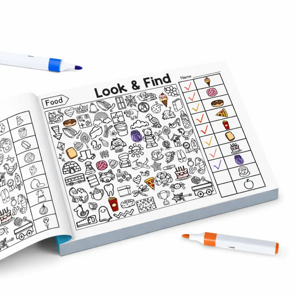 Livro de Atividades Procure e Pinte Bilíngue - 100+ Exercícios de Busca Visual - Encontre e Descubra - Materiais
