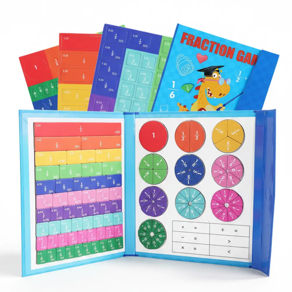 Livro de Frações Magnético Montessori em Madeira - Aprendizado Tátil e Visual - Fraction Book - Brinquedos Educativos